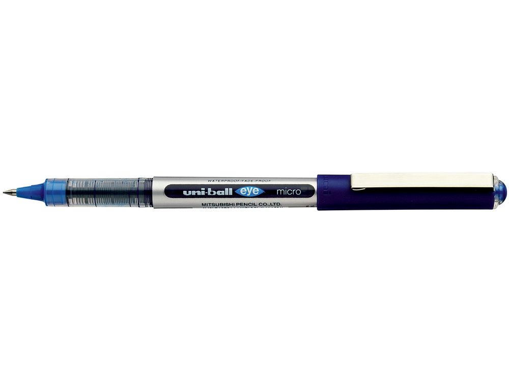 ROLLER UNIBALL UB-150 EYE ÉCRITURE FINE 0.3MM DOUBLE NIVEAU ENCRE LIQUIDE VISIBLE RÉGULATEUR DÉBIT COLORIS BLEU