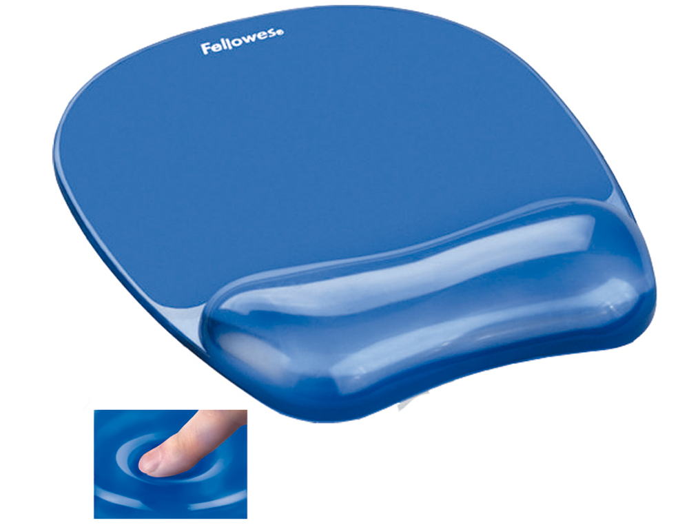TAPIS SOURIS FELLOWES REPOSE-POIGNET GEL TRANSPARENT BLEU ADAPTÉ SOURIS OPTIQUES