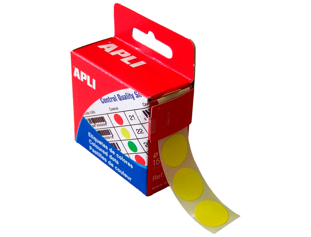 PASTILLE ADHSIVE APLI AGIPA DIAMTRE 15MM PERMANENTE COLORIS JAUNE BOTE 150 UNITS