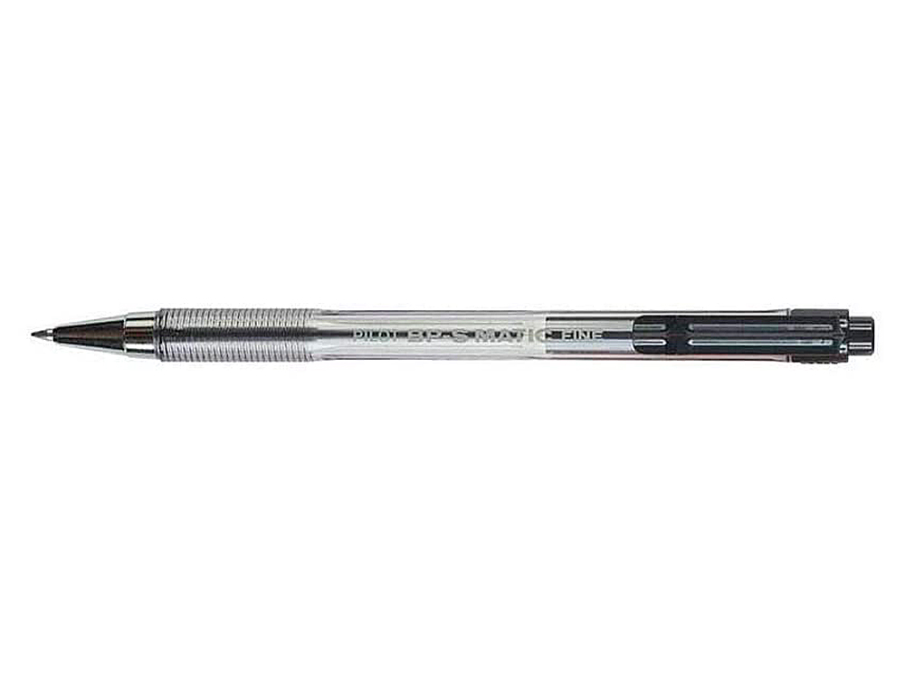 STYLO-BILLE PILOT BP-S MATIC ÉCRITURE FINE 0.3MM 800M ENCRE CLASSIQUE RÉTRACTABLE CORPS TRANSLUCIDE RECHARGEABLE NOIR