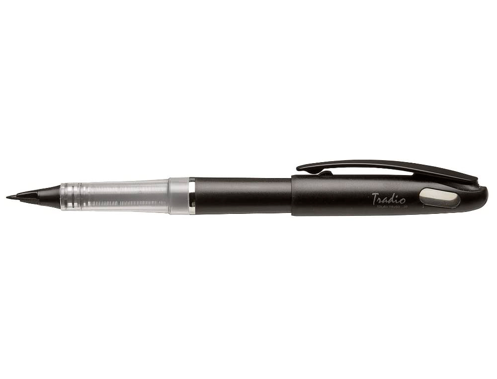 STYLO-FEUTRE PENTEL TRADIO PLUME DESSIN ÉCRITURE POINTE POLYACÉTATE SOUPLE ENCRE LIQUIDE NOIRE RECHARGEABLE
