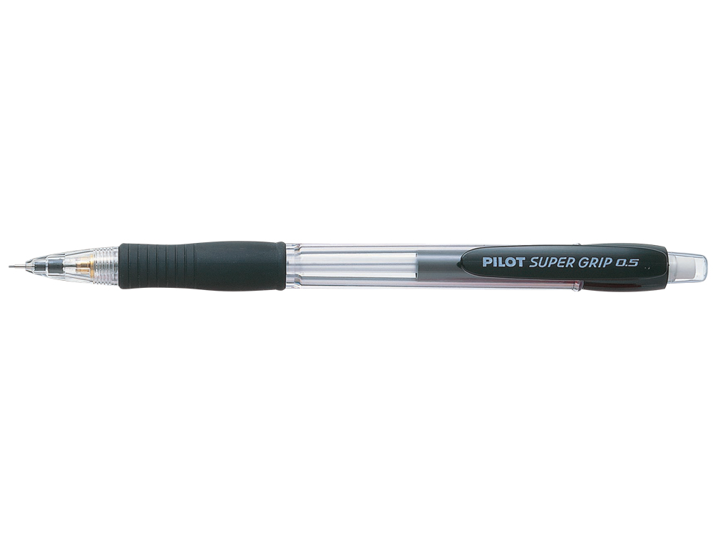 PORTE-MINE PILOT SUPER GRIP 0.5MM AVANCE AUTOMATIQUE CANON RENTRANT GRIP CAOUTCHOUC CORPS ERGONOMIQUE COLORIS NOIR