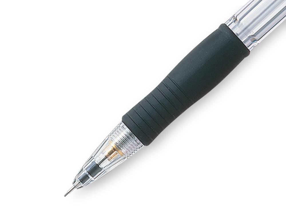 PORTE-MINE PILOT SUPER GRIP 0.5MM AVANCE AUTOMATIQUE CANON RENTRANT GRIP CAOUTCHOUC CORPS ERGONOMIQUE COLORIS NOIR