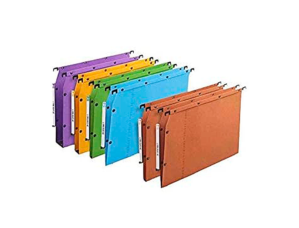 DOSSIER SUSPENDU L'OBLIQUE AZV ULTIMATE KRAFT 240G ARMOIRE ENTRAXE 330MM H275MM FOND V PORTE-ÉTIQUETTE PACK 10 UNITÉS