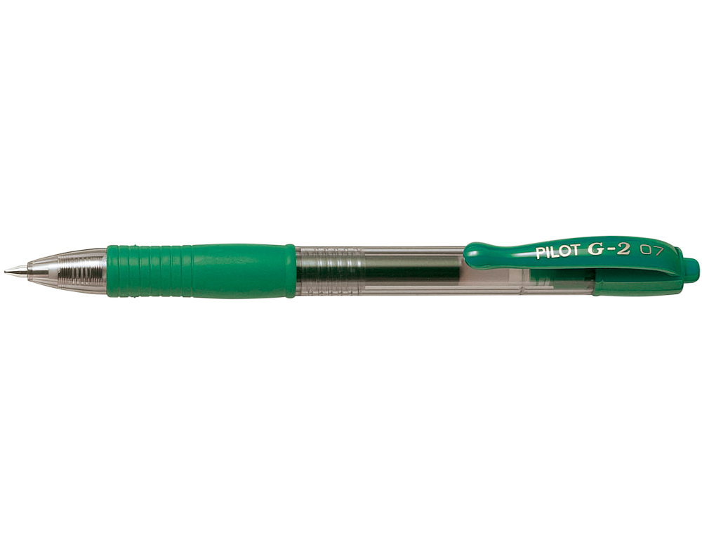 ROLLER PILOT G2 7 ECRITURE MOYENNE 0.4MM ENCRE GEL RETRACTABLE RECHARGEABLE CORPS TRANSLUCIDE GRIP CAOUTCHOUC VERT