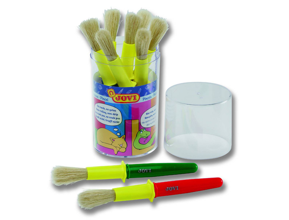 PINCEAU JOVI SOIE PORC AVEC VIROLE BROSSE MAXI IDÉAL MATERNELLE TAILLE GRANDE POT 9 UNITÉS