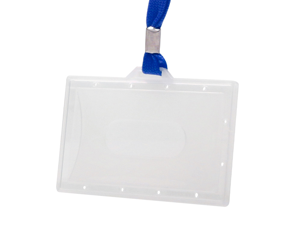 BADGE Q-CONNECT LACET PLASTIQUE RIGIDE CONGRÈS FOIRES ENTREPRISES INTÉRIEUR CARTE BLANCHE CORDON 94X60 MM