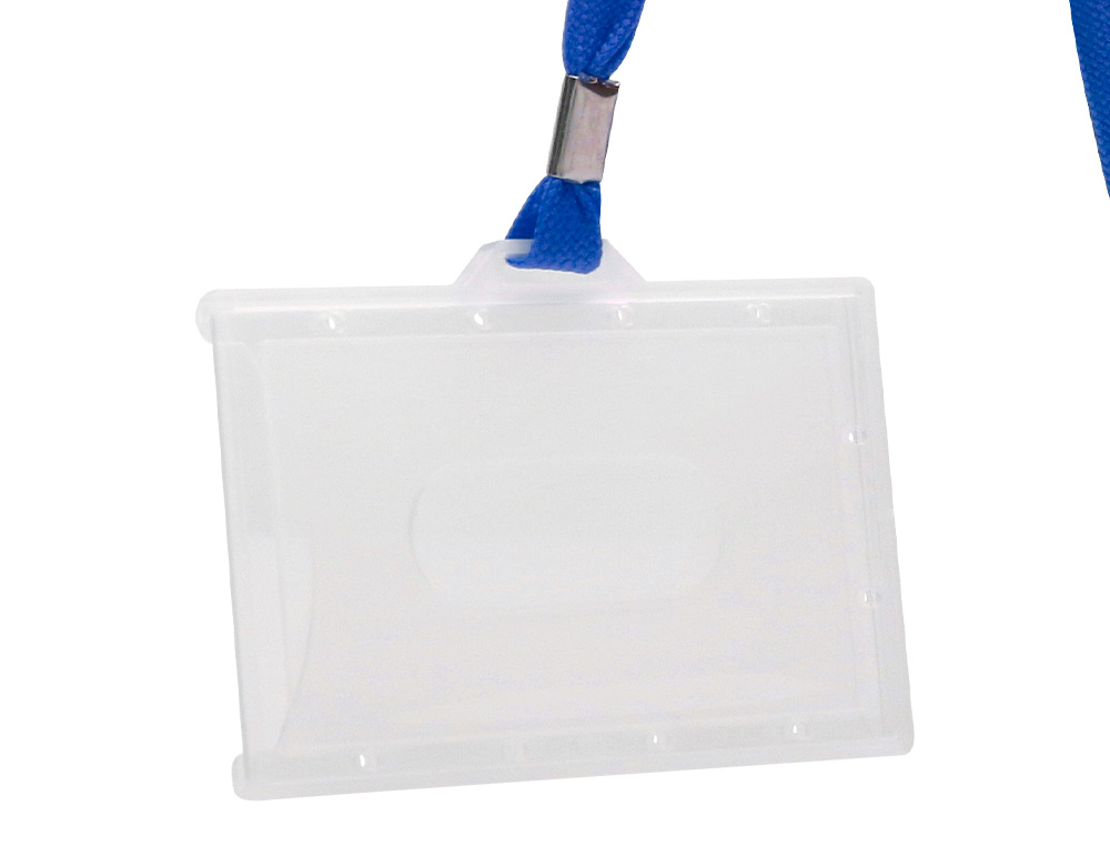 BADGE Q-CONNECT LACET PLASTIQUE RIGIDE CONGRÈS FOIRES ENTREPRISES INTÉRIEUR CARTE BLANCHE CORDON 94X60 MM