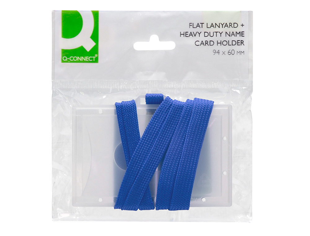 BADGE Q-CONNECT LACET PLASTIQUE RIGIDE CONGRÈS FOIRES ENTREPRISES INTÉRIEUR CARTE BLANCHE CORDON 94X60 MM