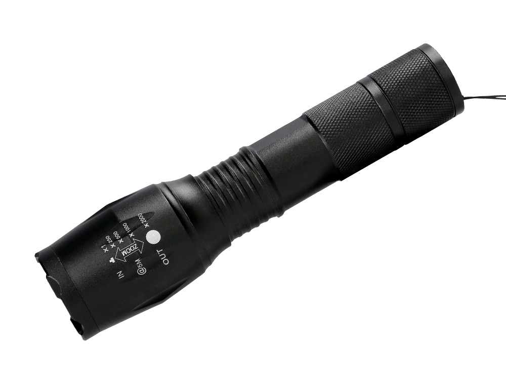 LAMPE TORCHE Q-CONNECT TÉLESCOPIQUE ALUMINIUM ÉCLAIRAGE 5 NIVEAUX BOUTON ARRET 3 PILES AAA FOURNIES COLORIS NOIR