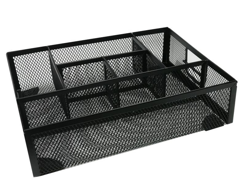 ORGANISEUR BUREAU Q-CONNECT MAILLE MÉTALLIQUE 6 COMPARTIMENTS 235X183X65MM COLORIS NOIR