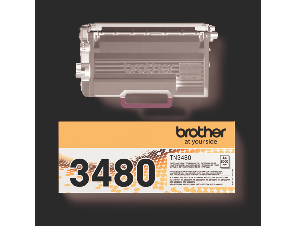 TONER LASER BROTHER TN3480 COULEUR NOIR 8000P