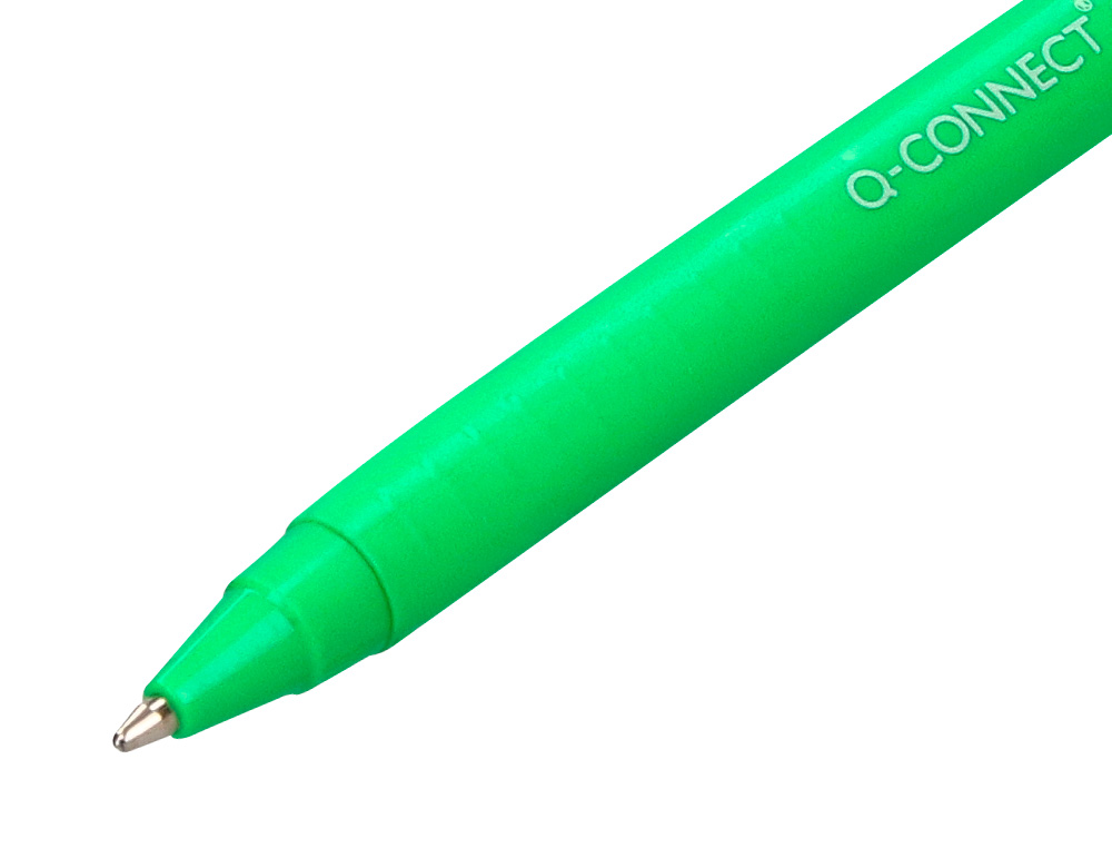 STYLO-BILLE Q-CONNECT BIODEGRADABLE VERT ÉCRITURE MOYENE 0.5MM ENCRE CLASSIQUE RÉTRACTABLE COULEUR BLEU