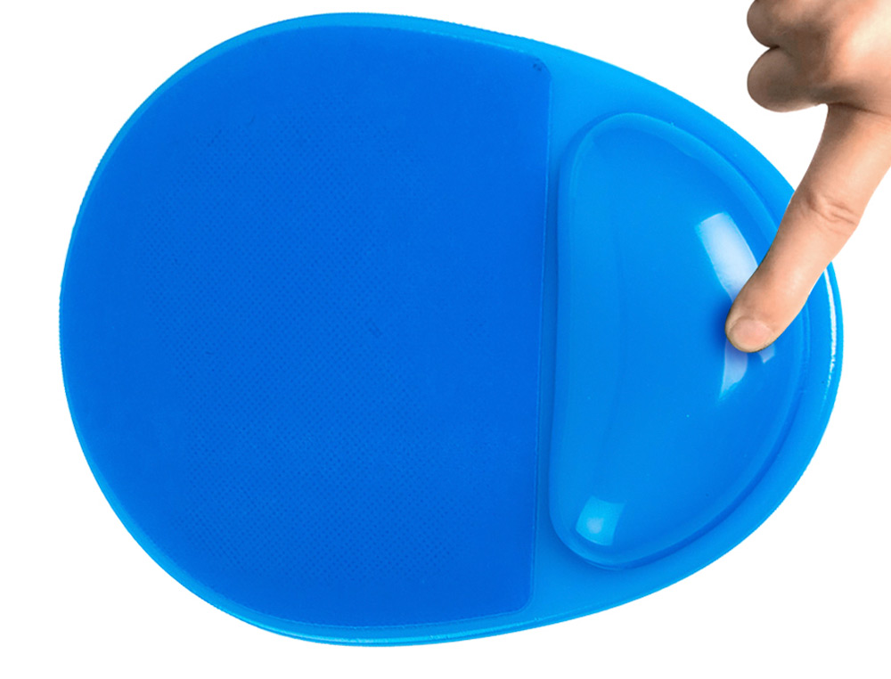 TAPIS SOURIS Q-CONNECT REPOSE-POIGNE GEL ET PVC GRAND CONFORT FACILEMENT NETTOYABLE COLORIS BLEU