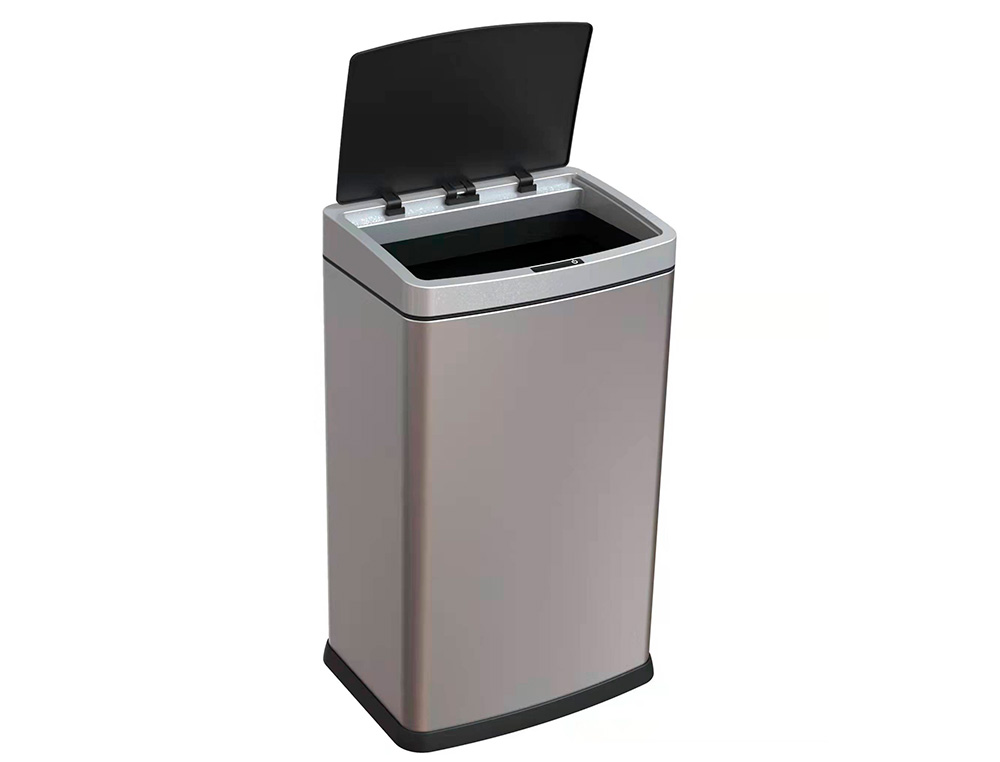 POUBELLE Q-CONNECT METALLIQUE OUVERTURE AUTOMATIQUE CAPACITE 60L