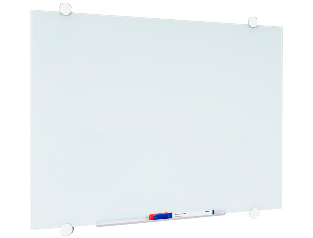 TABLEAU VERRE Q-CONNECT MAGNETIQUE 90X60CM INCLUS 2 AIMANTS 1 MARQUEUR EFFACABLE 1 BROSSE KIT FIXATION KF11313