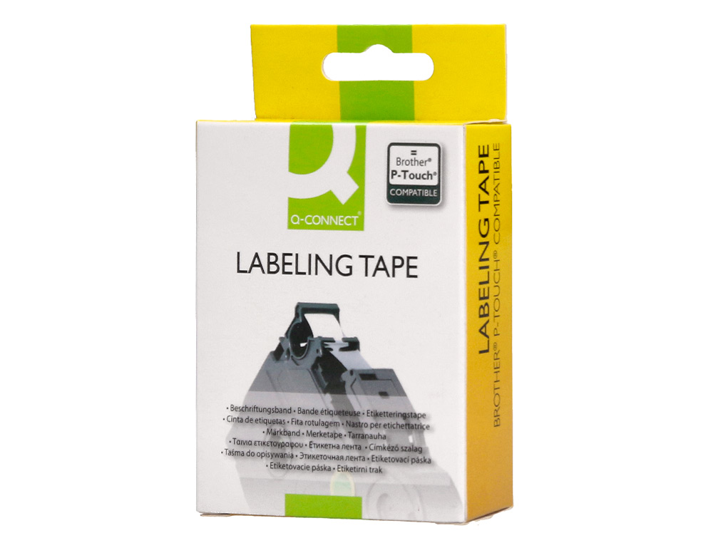 RUBAN TITREUSE Q-CONNECT TZE-641 JAUNE-NOIR 18 MM X 8 MT OZE-641