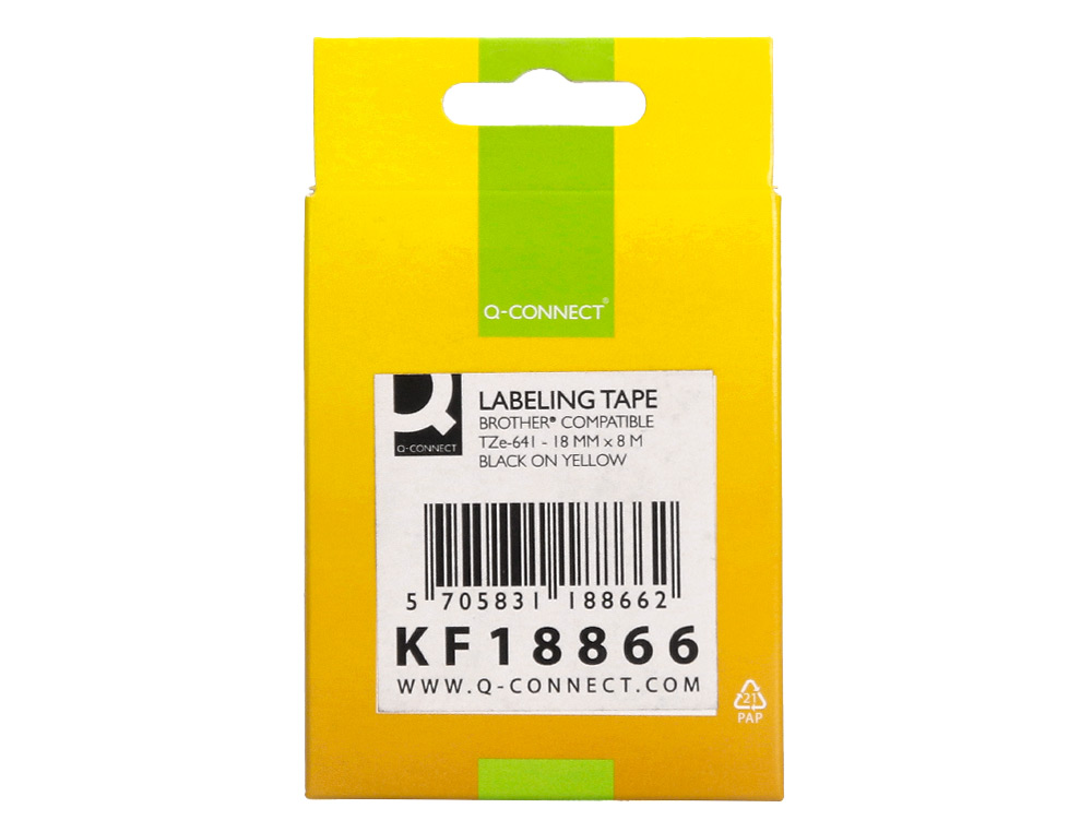 RUBAN TITREUSE Q-CONNECT TZE-641 JAUNE-NOIR 18 MM X 8 MT OZE-641
