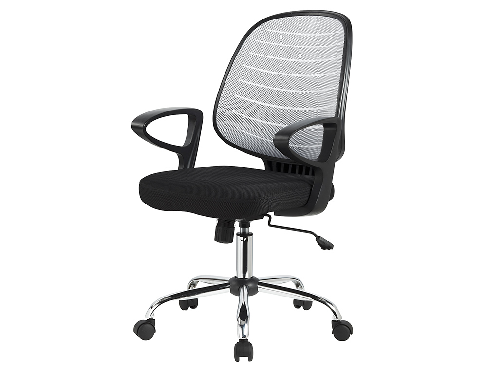 CHAISE BUREAU Q-CONNECT ROTATIVE BASE METAL MAILLE MAXIMUM SUPPORTE 130KG 920+80X580X600MM COLORIS GRIS