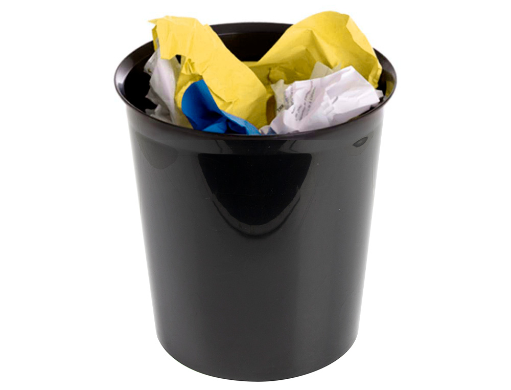 CORBEILLE PAPIER Q-CONNECT PLASTIQUE RESISTANT 13L 275X285MM COLORIS NOIR OPAQUE