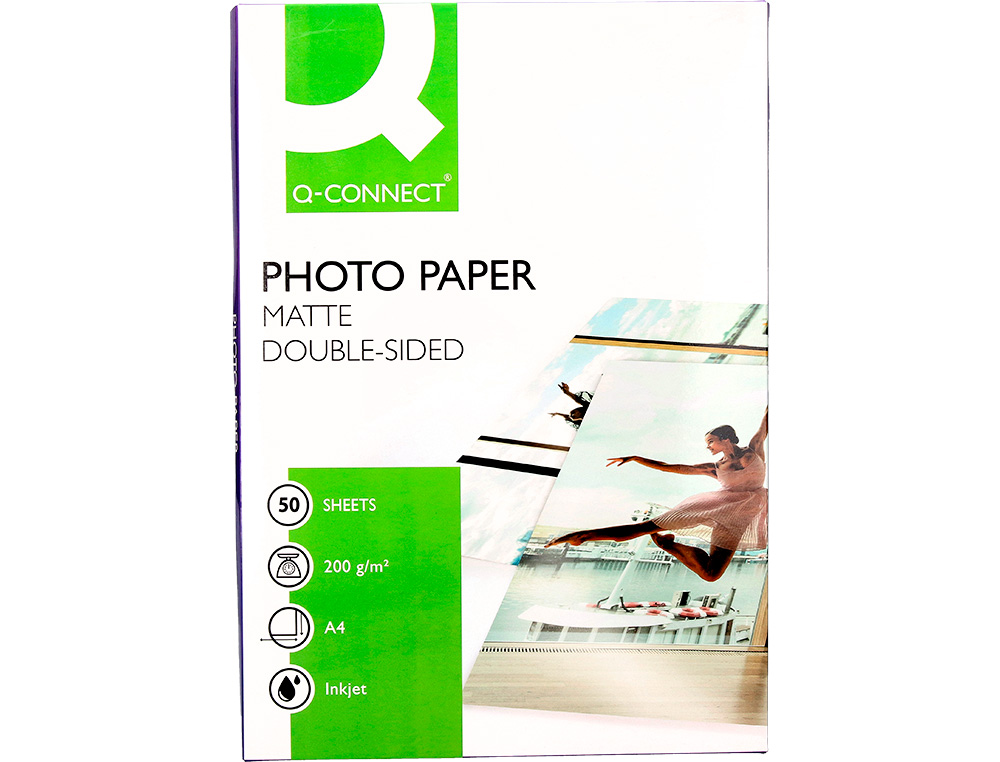 PAPIER PHOTO Q-CONNECT JET D'ENCRE RECTO-VERSO FINI MAT A4 200G/M2 COMPATIBLE TOUTE IMPRIMANTE - PAQUET DE 50