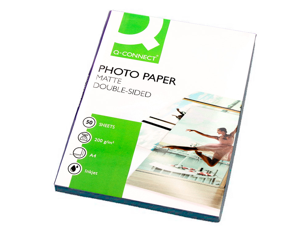 PAPIER PHOTO Q-CONNECT JET D'ENCRE RECTO-VERSO FINI MAT A4 200G/M2 COMPATIBLE TOUTE IMPRIMANTE - PAQUET DE 50