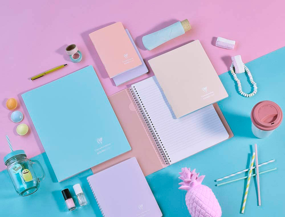 CAHIER PIQUE CLAIREFONTAINE KOVERBOOK BLUSH POLYPROPYLENE 17X22CM 96 PAGES SEYES COLORIS PASTEL ASSORTIS