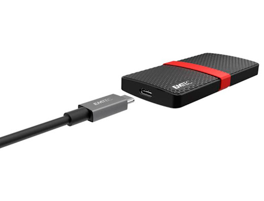 DISQUE DUR SSD PORTABLE EMTEC X200 POWER PLUS USB-C 3.1 GEN1 TRANSFERT HAUTE VITESSE GRANDE CAPACITE DE STOCKAGE 256GB