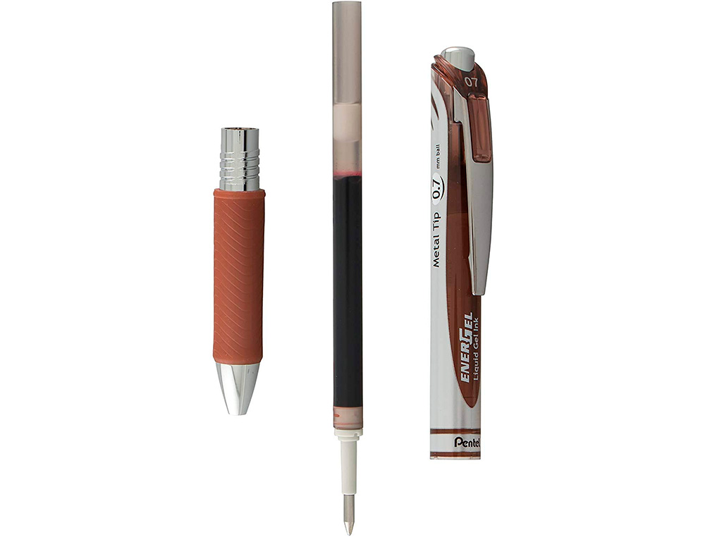 RECHARGE ROLLER PENTEL ENCRE GEL BL77 BL107 ENCRE FLUIDE DOUCE LUMINEUSE POINTE MOYENNE SECHAGE RAPIDE MARRON