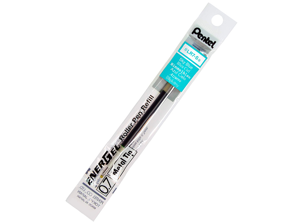 RECHARGE ROLLER PENTEL ENCRE GEL BL77 BL107 ENCRE FLUIDE DOUCE LUMINEUSE POINTE MOYENNE SECHAGE RAPIDE BLEU CIEL