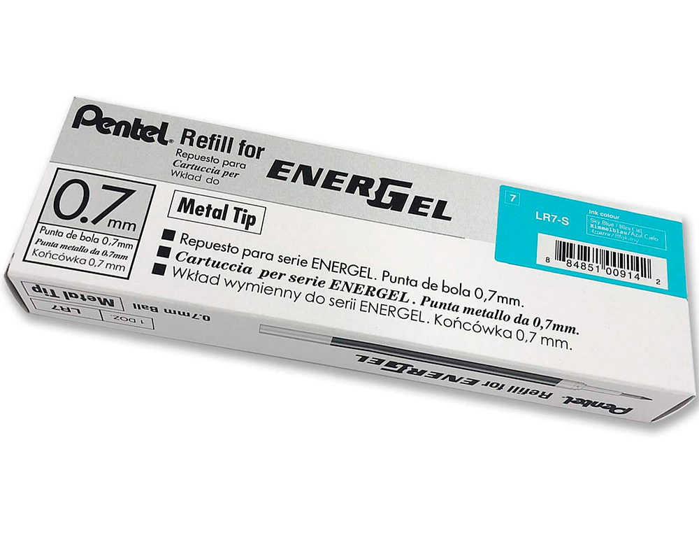 RECHARGE ROLLER PENTEL ENCRE GEL BL77 BL107 ENCRE FLUIDE DOUCE LUMINEUSE POINTE MOYENNE SECHAGE RAPIDE BLEU CIEL