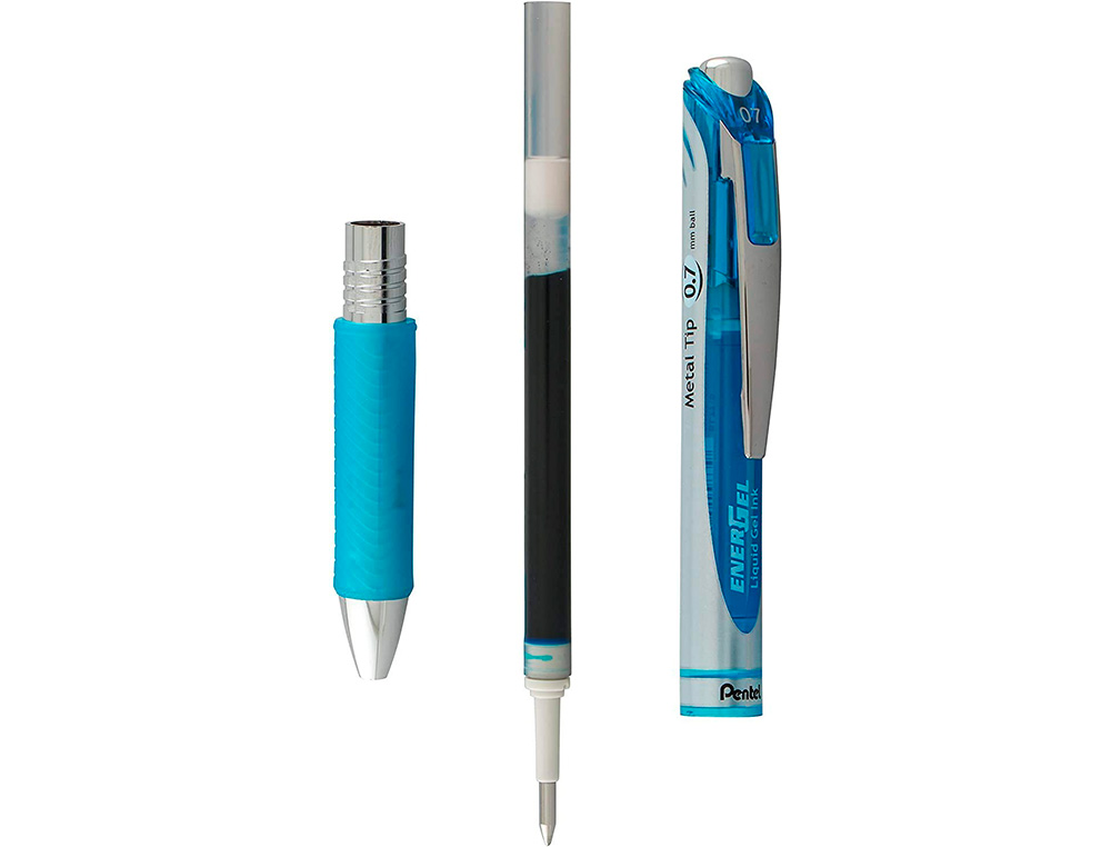 RECHARGE ROLLER PENTEL ENCRE GEL BL77 BL107 ENCRE FLUIDE DOUCE LUMINEUSE POINTE MOYENNE SECHAGE RAPIDE BLEU CIEL