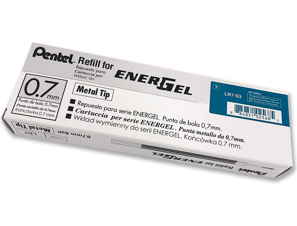 RECHARGE ROLLER PENTEL ENCRE GEL BL77 BL107 ENCRE FLUIDE DOUCE LUMINEUSE POINTE MOYENNE SECHAGE RAPIDE TURQUOISE