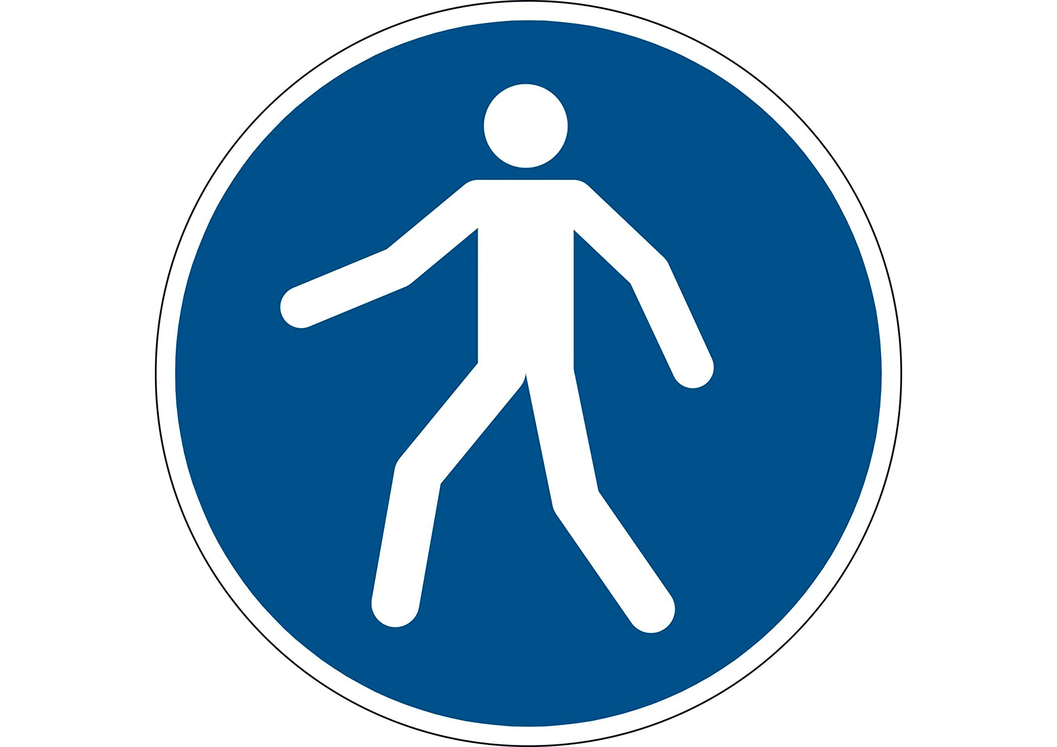 PICTOGRAMME AU SOL PIETON DURABLE ADHESIF ENTREPOTS CENTRES DISTRIBUTION USINES DIAMETRE 43CM