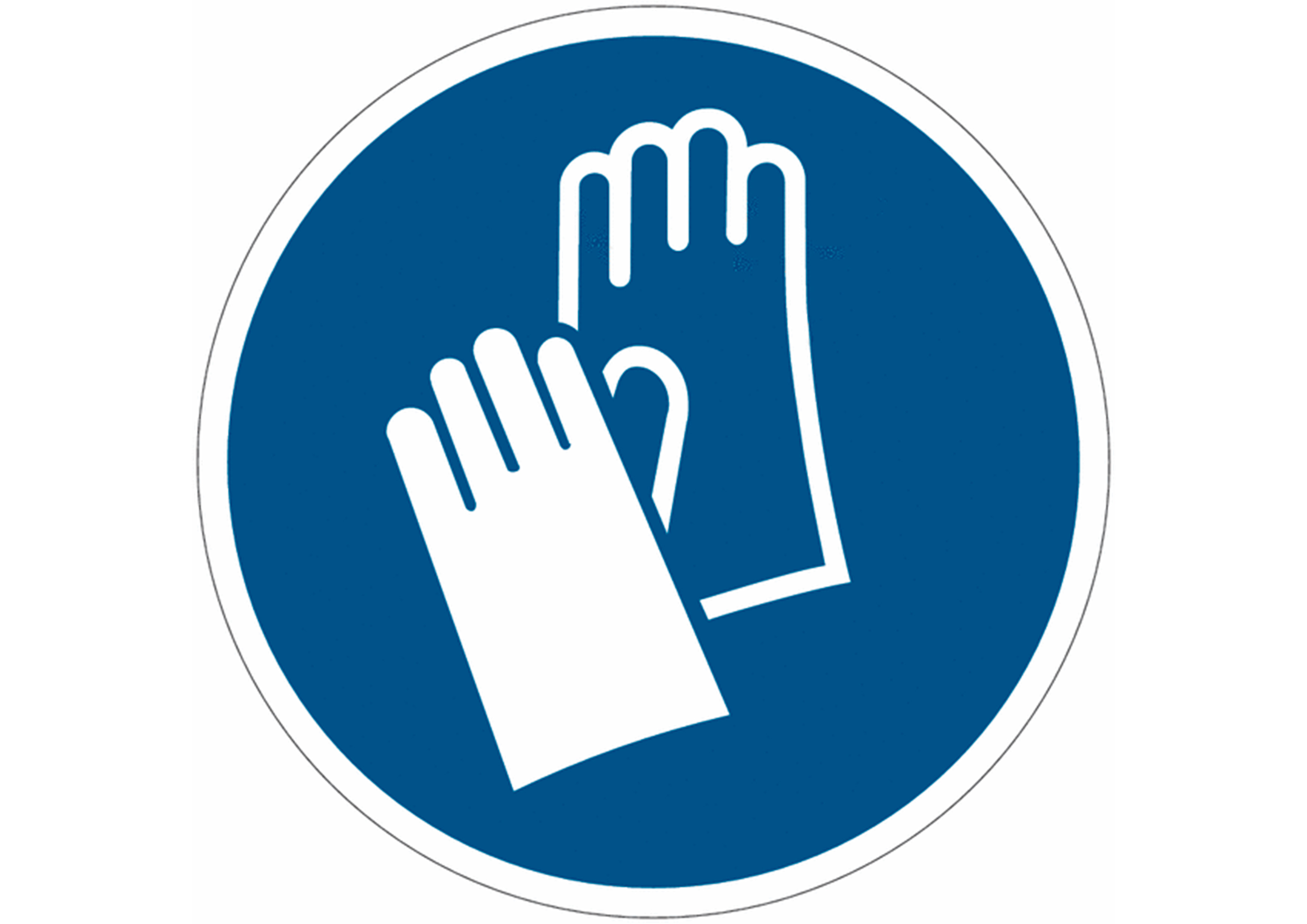PICTOGRAMME AU SOL PORT DE GANTS OBLIGATOIRE DURABLE     ADHESIF NON PERMANENT         DIAMETRE 430MM