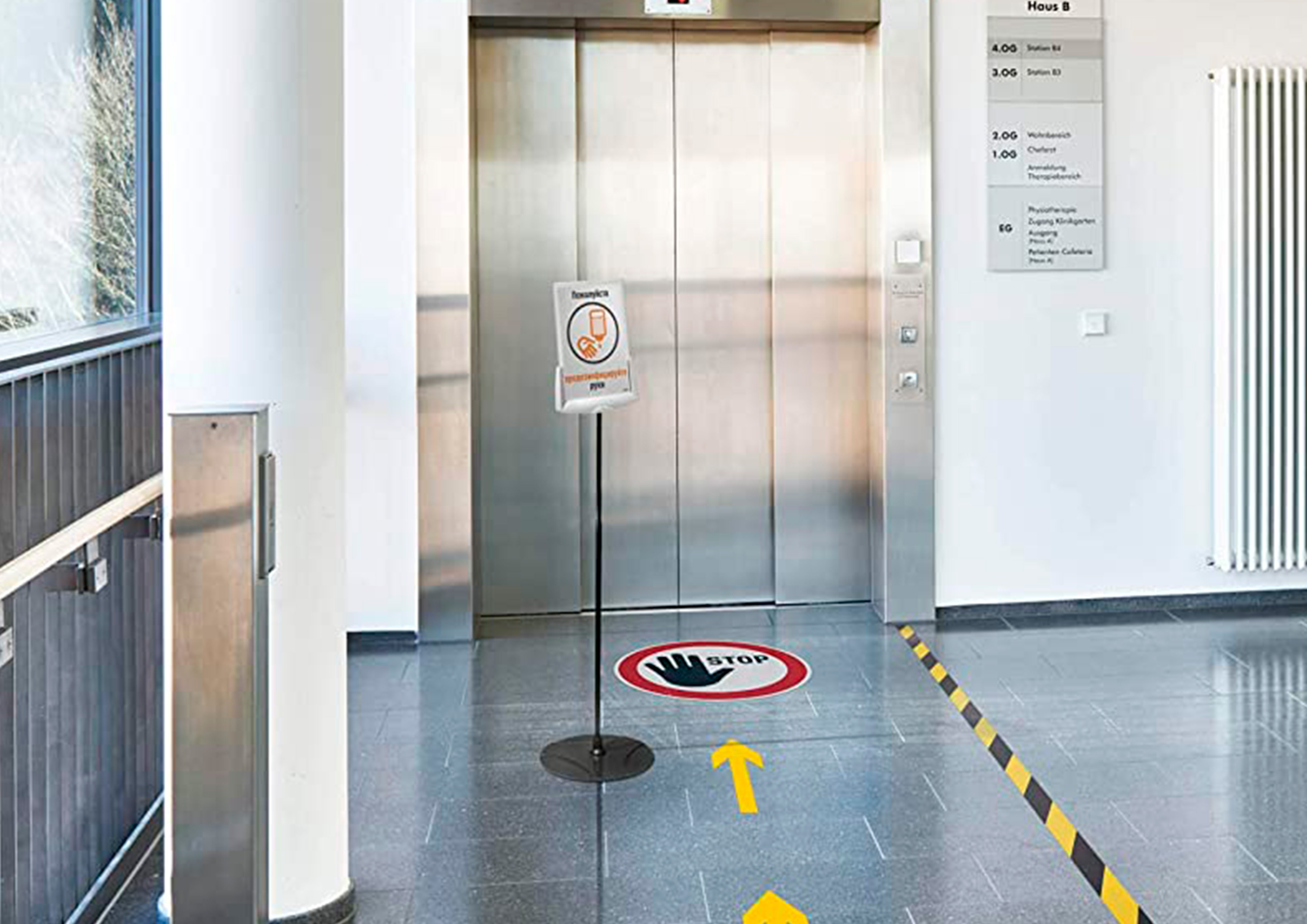 PICTOGRAMME AU SOL STOP DURABLE ADHESIF NON PERMANENT DIAMETRE 430MM