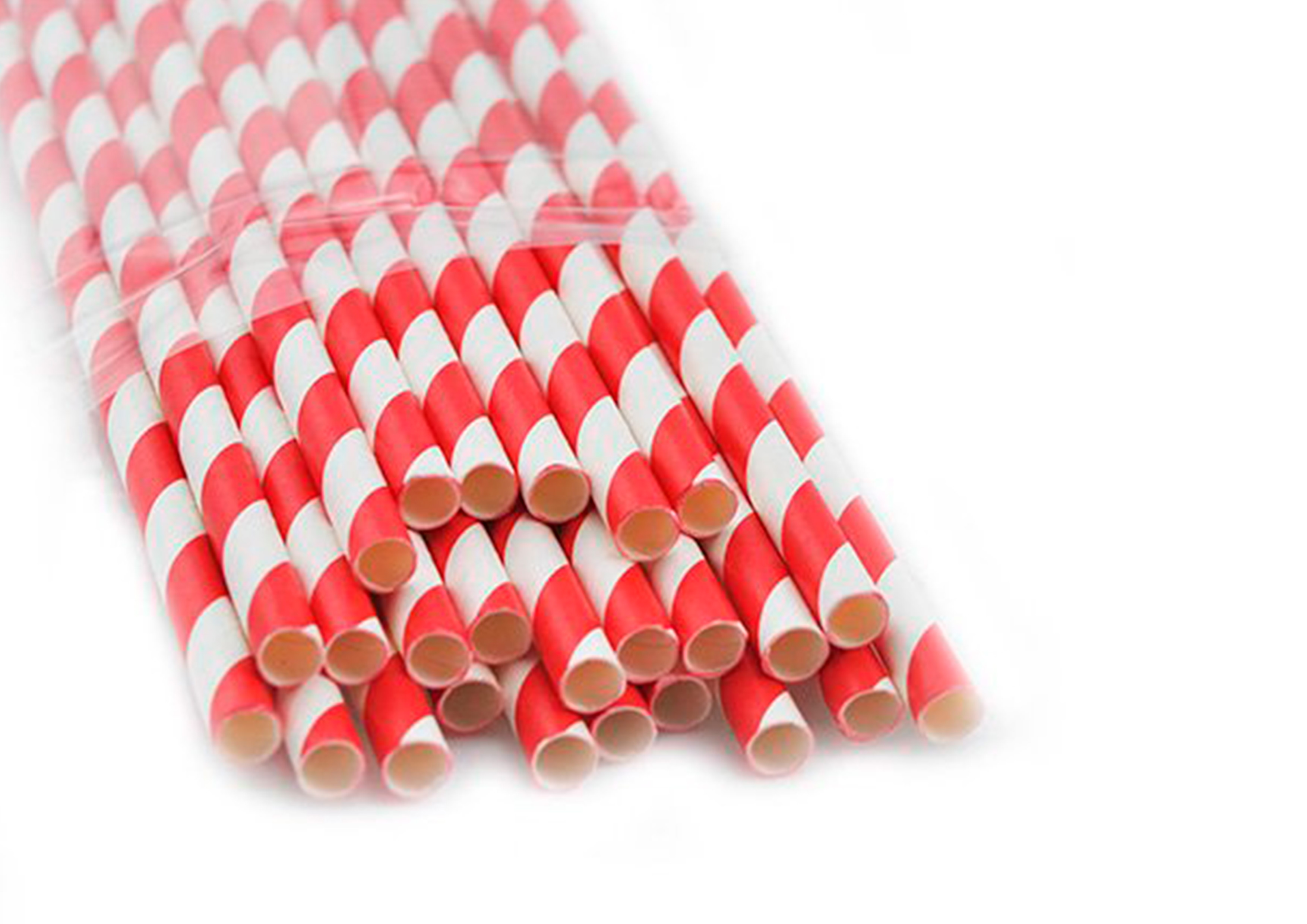 PAILLE EN PAPIER BIODEGRADABLE COLDIS DIAMETRE 6MM LONGUEUR 20CM COLORIS     ROUGE/BLANC BOITE 250 UNITES