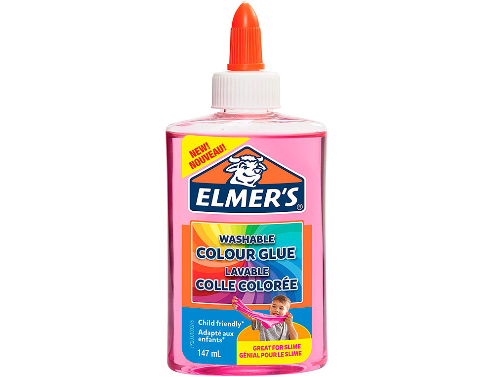 COLLE TRANSPARENTE ELMERS FABRICATION SLIME BRICOLAGE   LAVABLE NE COULE PAS COULEUR  ROSE FLACON 147ML