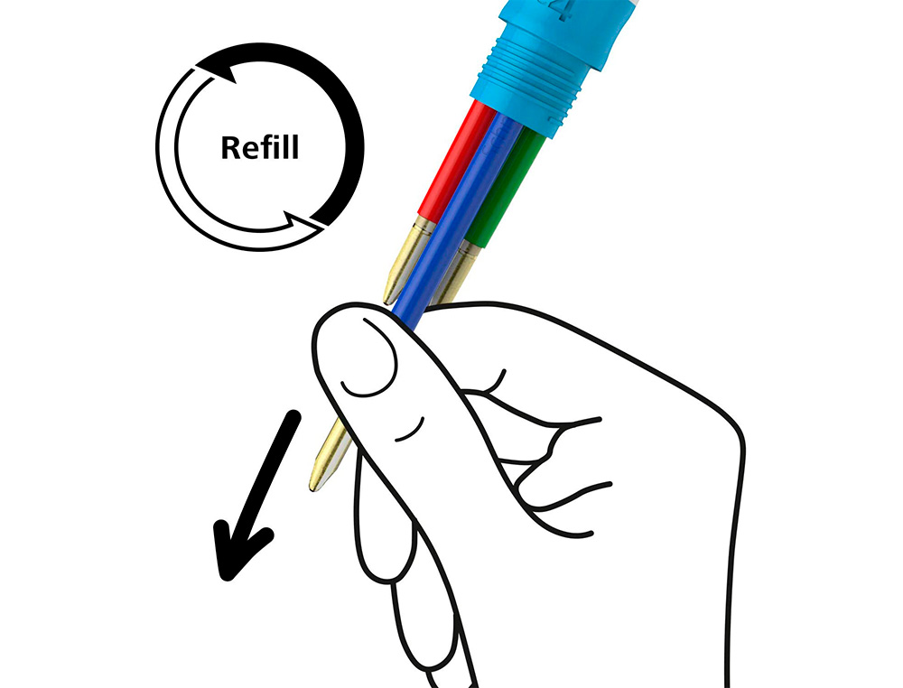 STYLO-BILLE 4 COULEURS SCHNEIDER TAKE 4 MEDIUM       VISCOGLIDE RECHARGEABLE CLIP  METAL CORPS PLASTIQUE RECYCLE
