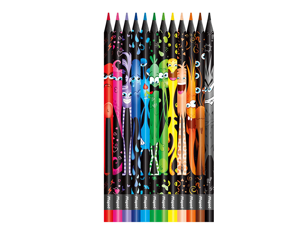 CRAYON DE COULEUR MAPED COLOR PEP'S DESIGN MONSTER POINTE RÉSISTANTE ETUI CERTON DE 12 UNITES
