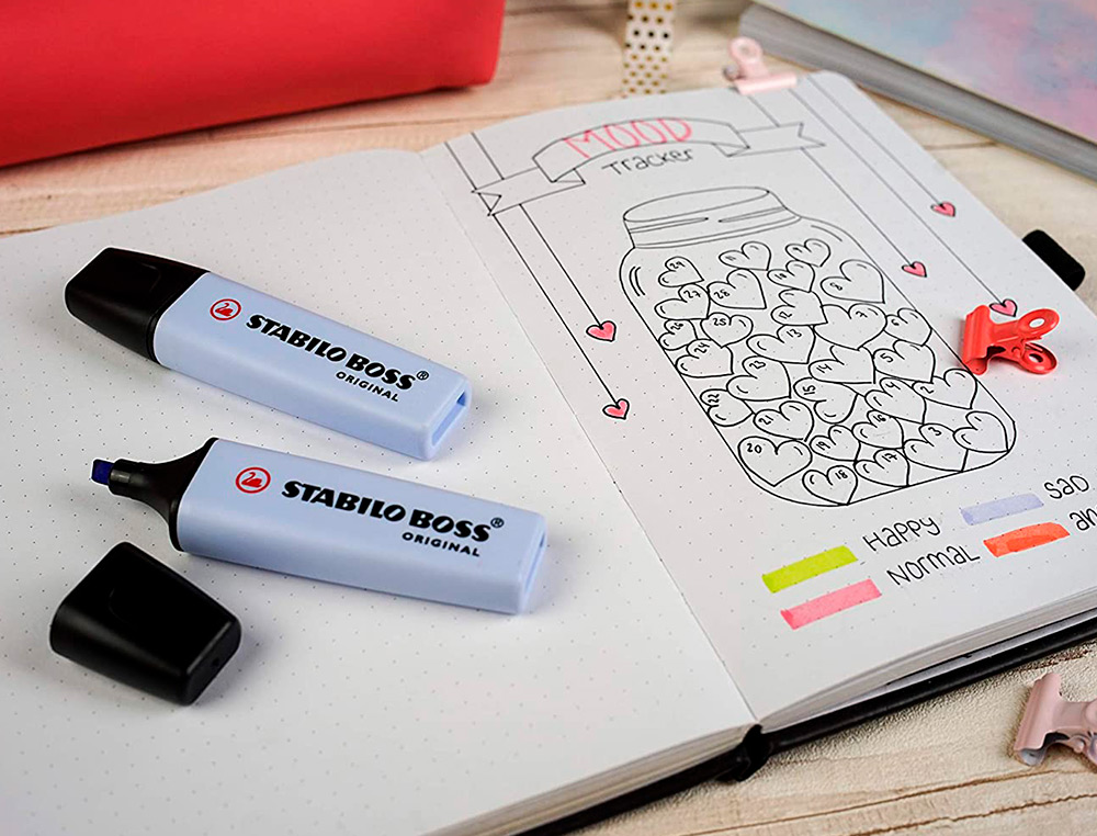SURLIGNEUR STABILO BOSS ORIGINAL PASTEL ENCRE BASE    EAU POINTE BISEAUTEE LARGEUR  TRACE 2/5MM COLORIS NUAGE DE