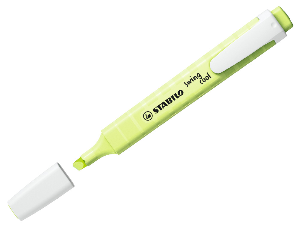 SURLIGNEUR STABILO SWING COOL PASTEL EDITION FORMAT STYLO POINTE BISEAUTEE TRACE 1/4MM CLIP COLORIS ZESTE DE CITRON