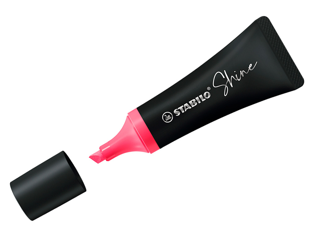 SURLIGNEUR STABILO SHINE FORME DE TUBE POINTE BISEAUTEE LARGEUR TRACE 2/5MM COLORIS ROSE