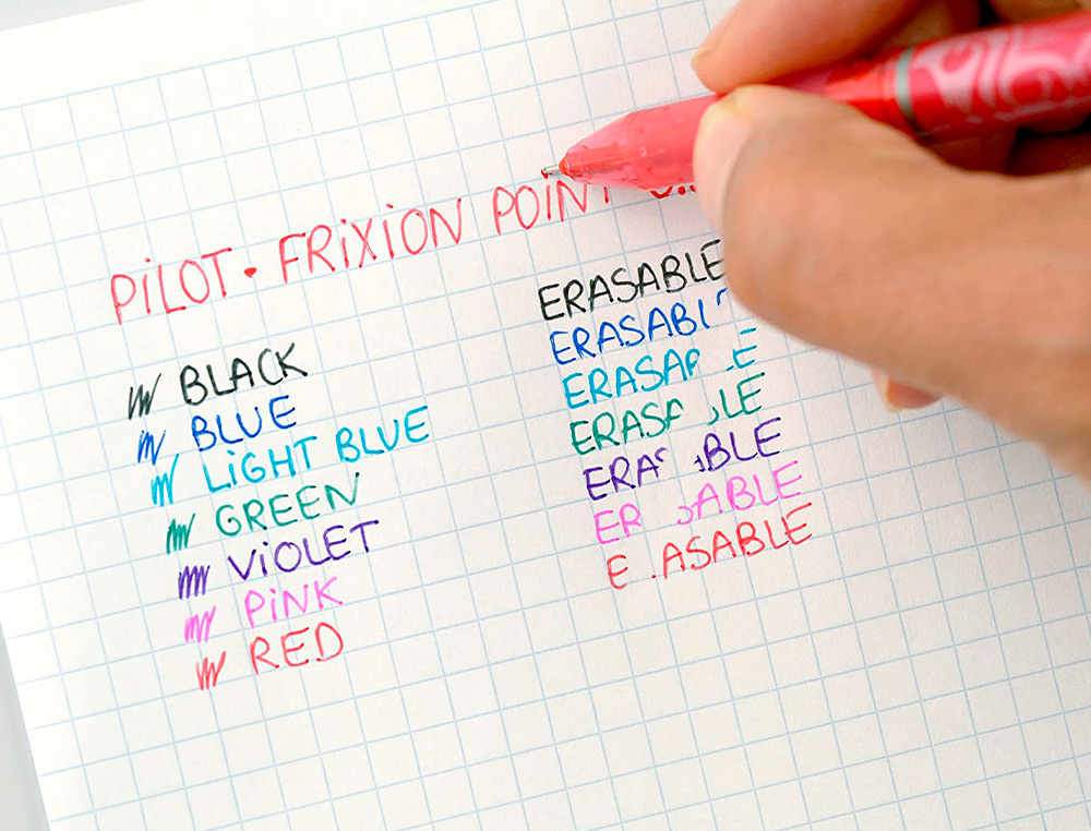 PORTE-STYLOS ET 4 STYLOS-BILLE PILOT FRIXION BALL CLICKER SET2GO POINTE MOYENNE 0.7MM ORANGE/TURQUOISE/MAUVE/CORAIL