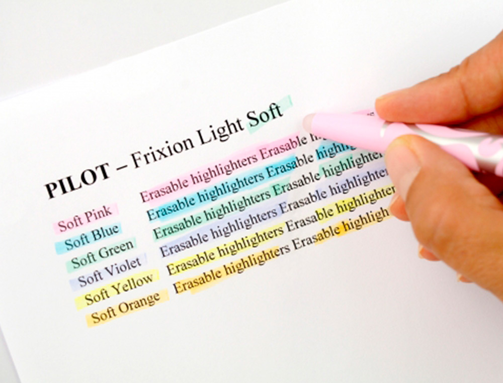 SURLIGNEUR PILOT FRIXION LIGHT SOFT EFFACABLE POINTE MOYENNE COLORIS ROSE PASTEL