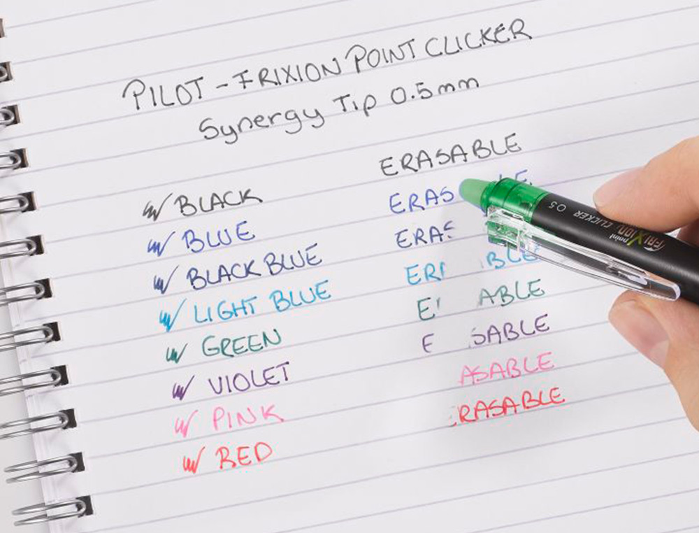 ROLLER PILOT FRIXION POINT CLICKER 05 ENCRE GEL THERMOSENSIBLE EFFACABLE RECHARGEABLE VERT