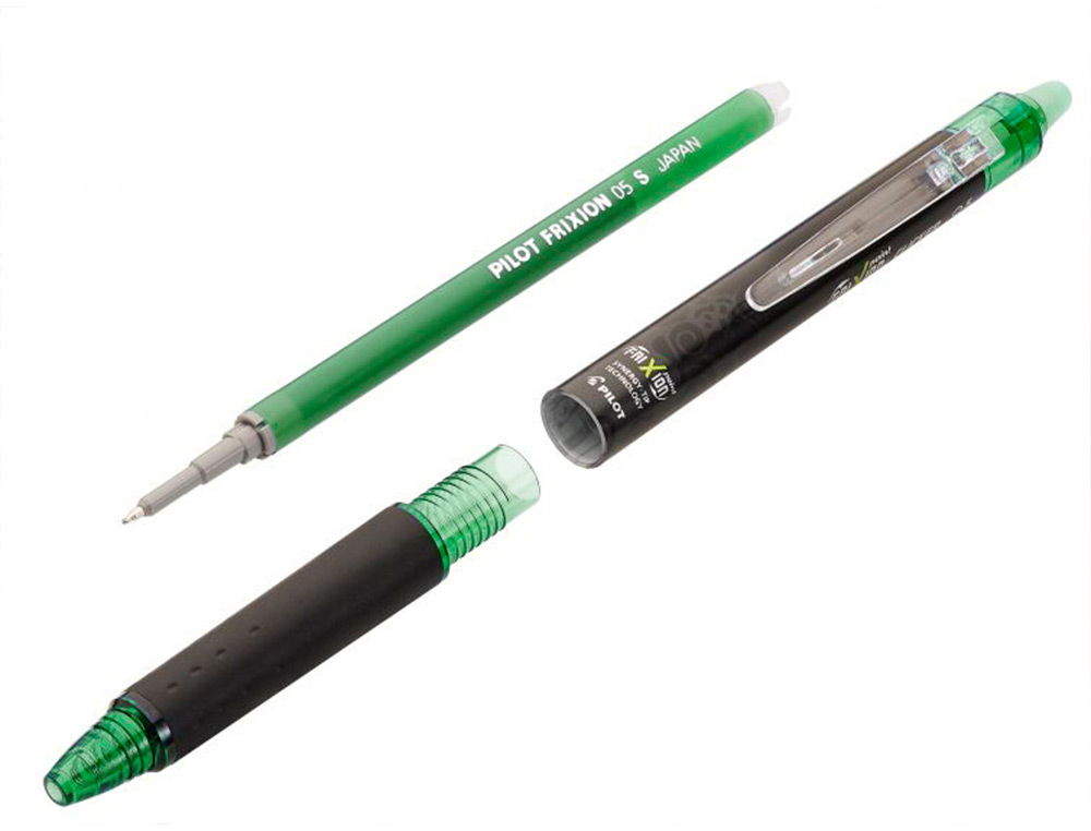 ROLLER PILOT FRIXION POINT CLICKER 05 ENCRE GEL THERMOSENSIBLE EFFACABLE RECHARGEABLE VERT