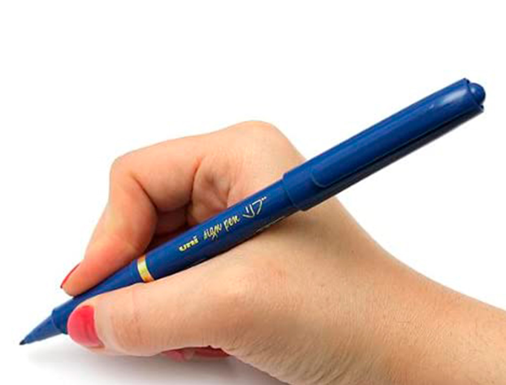 FEUTRE UNIBALL SIGN PEN ENCRE SUPER INK COUVRANTE POINTE    FEUTRE NYLON OGIVE LARGEUR    TRACE 1MM COLORIS BLEU