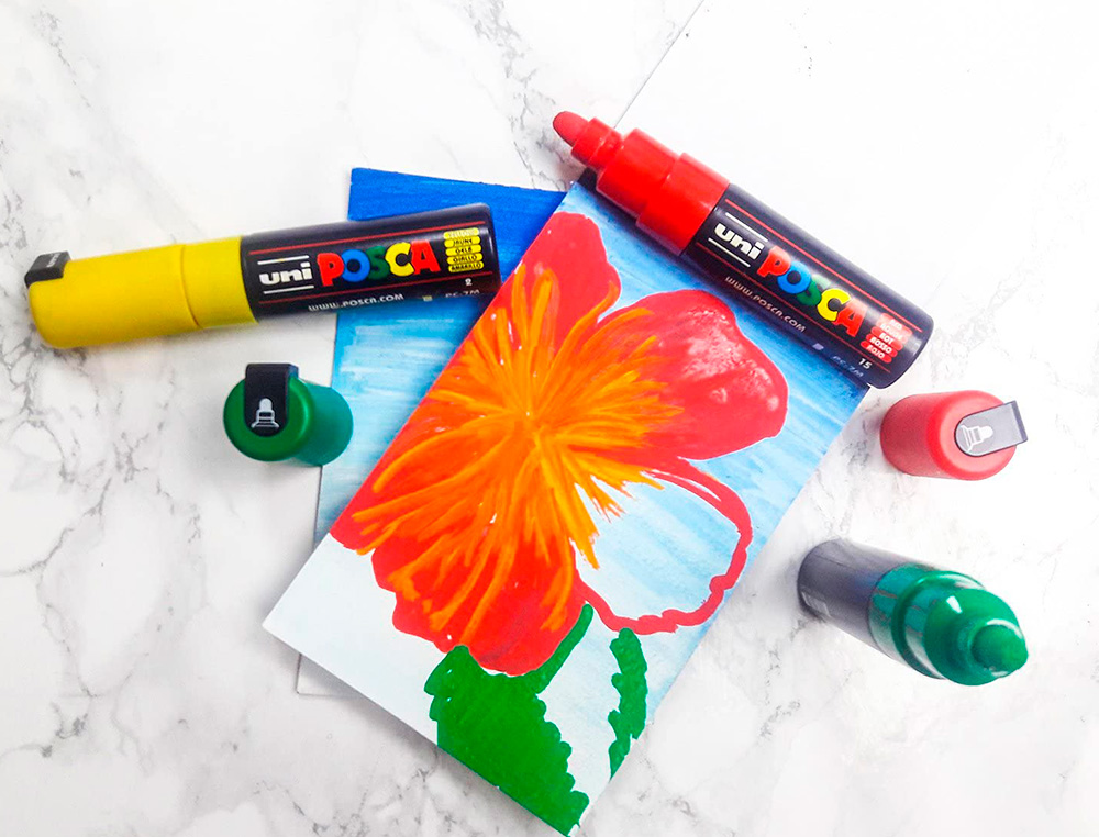 MARQUEUR PEINTURE POSCA PC7M POINTE LARGE CONIQUE ENCRE INODORE COUVRANTE MISCIBLE TOUS SUPPORTS COLORIS ROSE