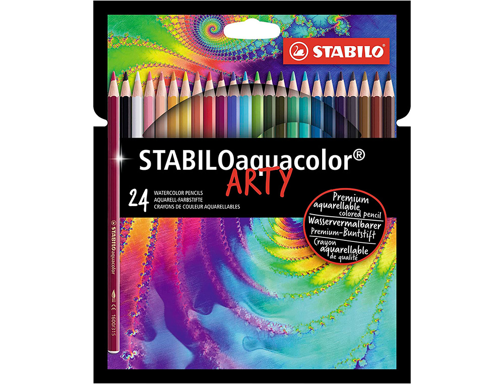 CRAYON DE COULEUR STABILO AQUACOLOR ARTY AQUARELLABLE MINE SOLIDE 2,8MM ETUI CARTON 24 UNITES